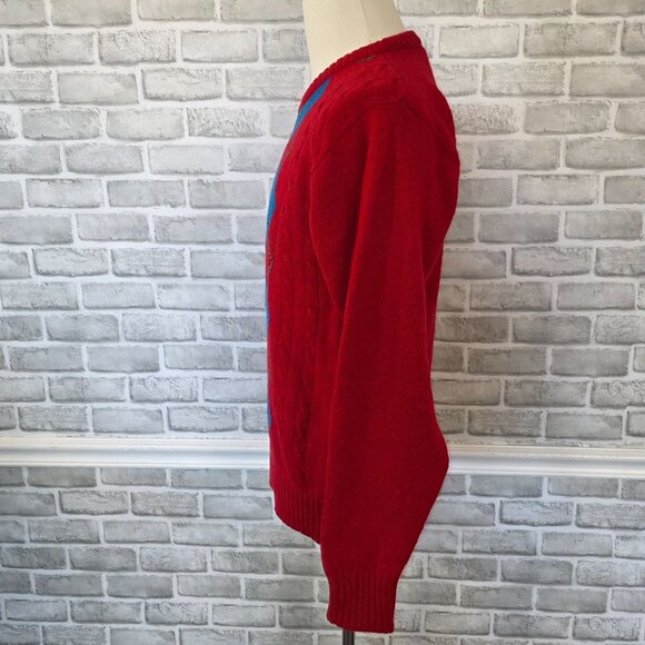 Vintage Savile Row Argyle Shetland Wool Sweater England Men Med Preppy Acadamia - Picture 3 of 8